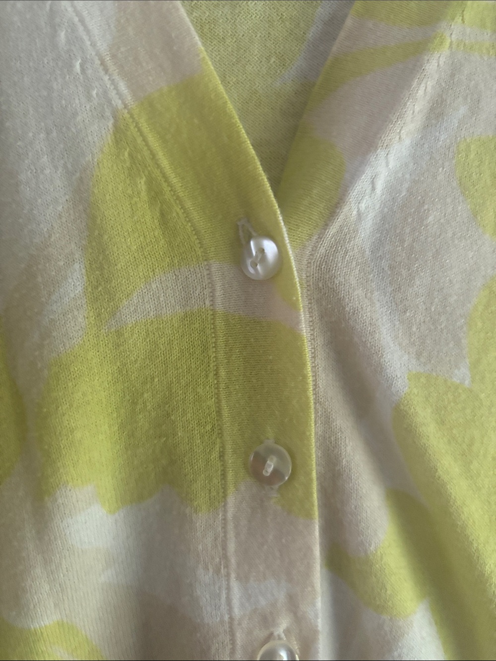 J. Crew Yellow and White V-Neck Button Cardigan - Picture 2 of 5
